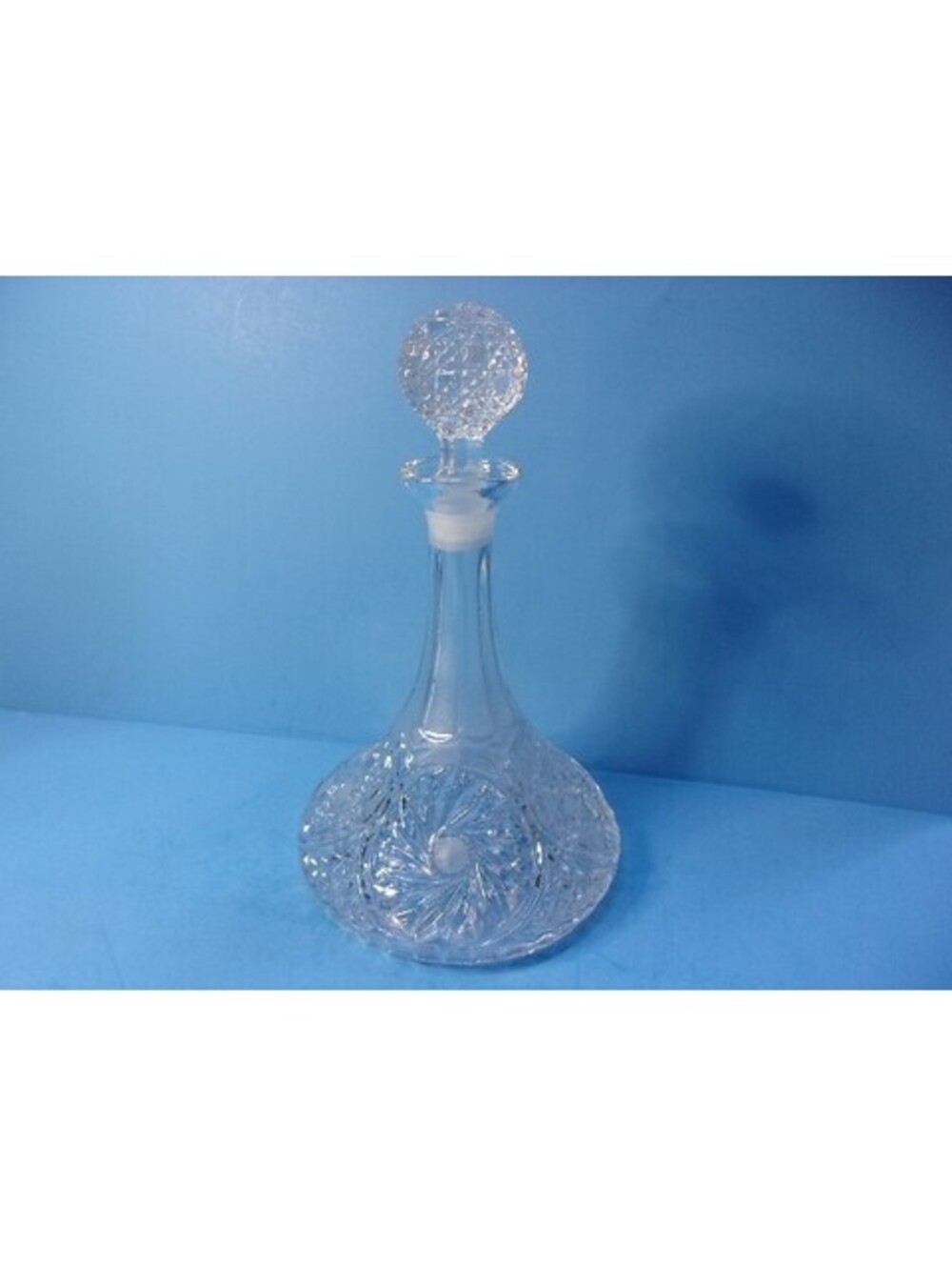 Vintage Crystal Cut Clear Glass Ships Captain Wine Liquor Decanter & Stopper MCM